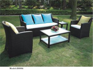 Traditional Design Black Color Rattan Outdoor Sofa Furniture